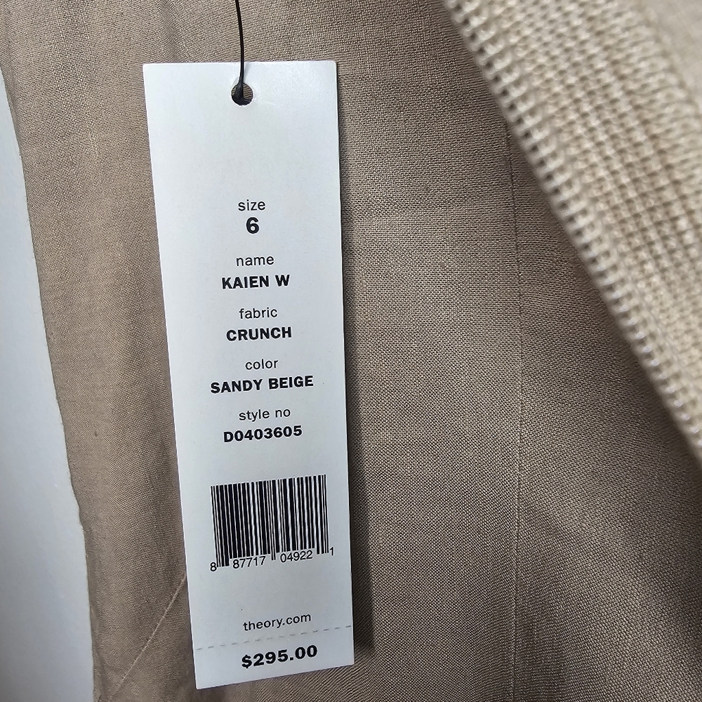 NWT Theory Kaien W Beige Linen Blend Fit & Flare Mini Dress Size 6 - Picture 13 of 14
